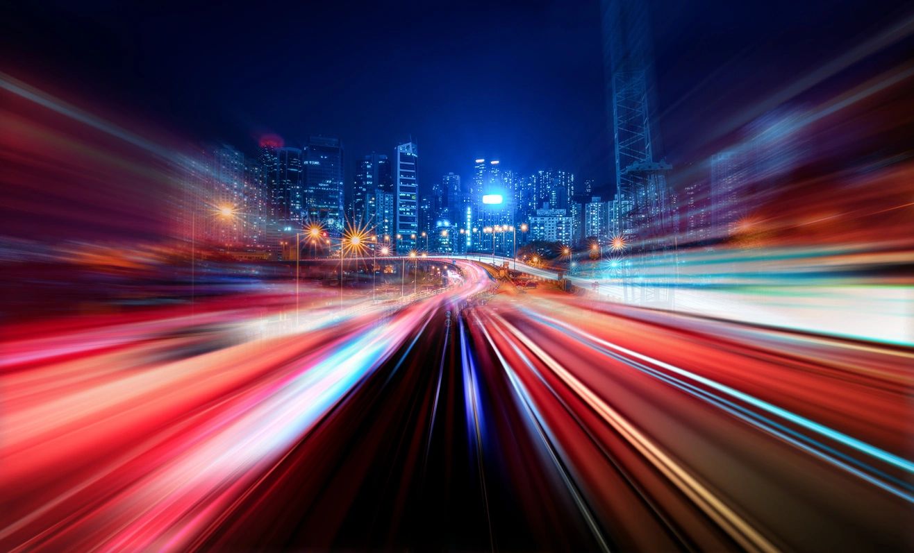 Highway with blurry lights